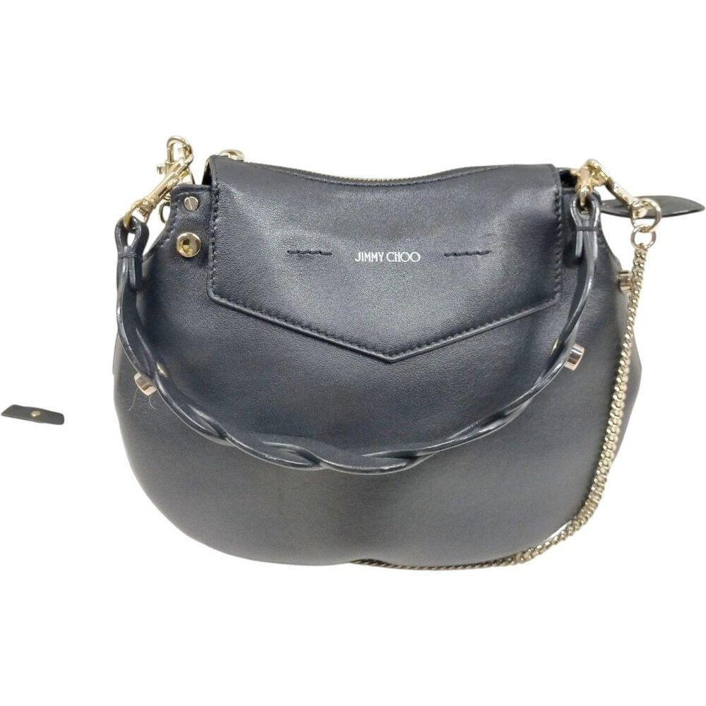 (L4) Jimmy Choo Crossbody Bag Black Leather
